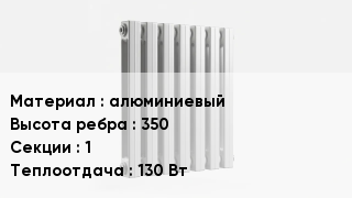 Алюминиевый радиатор алюминиевый 350х1 130 Вт